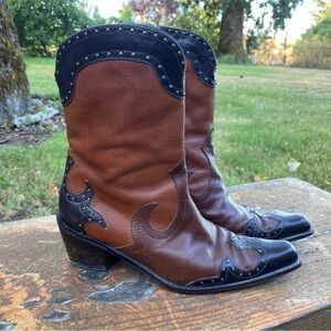 STUART WEITZMAN Ornate Leather Western Inspo Zipper Boots Made in Spain - 6.5